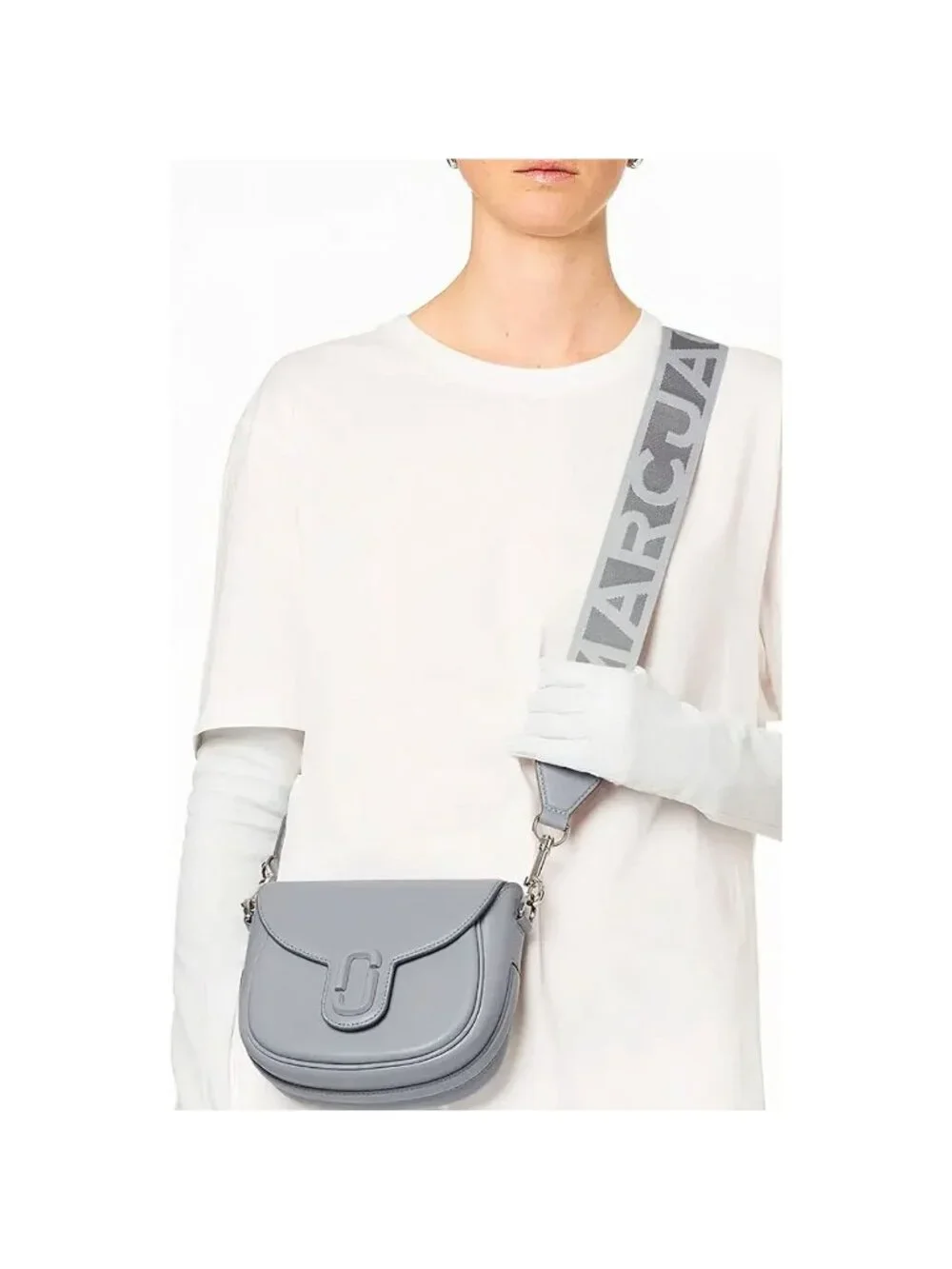 Marc Jacobs Women's The Messenger Saddle Bag Small In Leather Gray OS